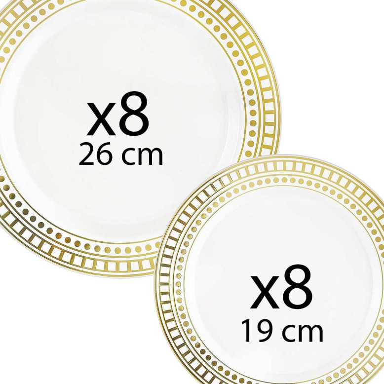 16 assiettes décor Or Louxor 8 grandes + 8 petites 16 assiettes décor Or Louxor 8 grandes + 8 petites