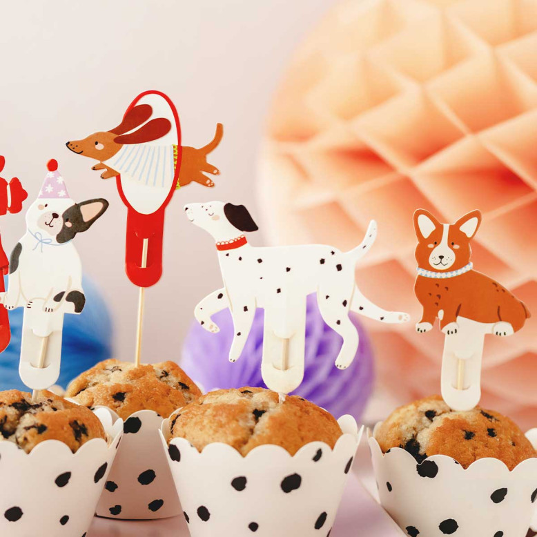 Décorations pour cupcakes Chiens - Lot de 7 Décorations pour cupcakes Chiens - Lot de 7