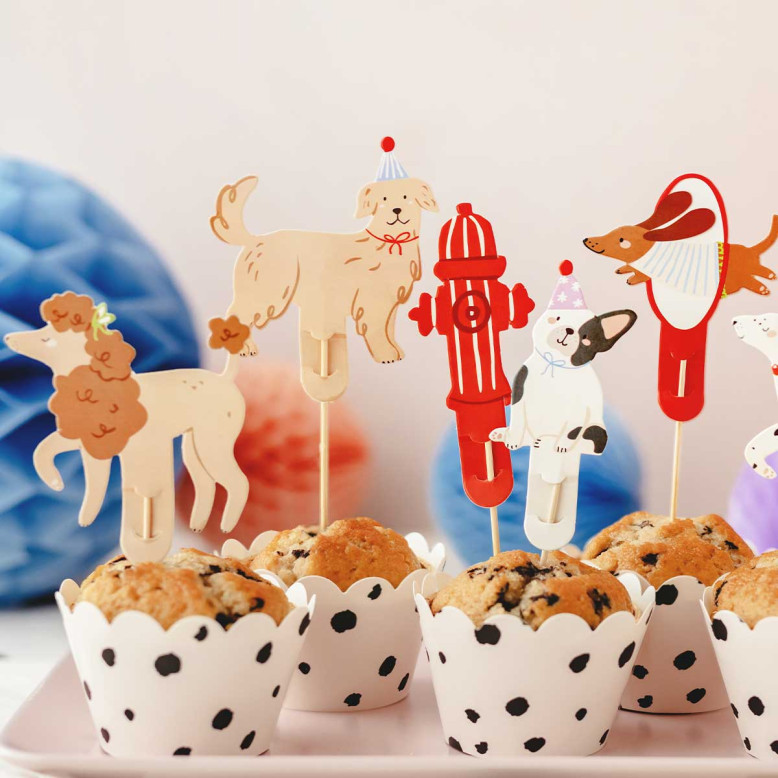Décorations pour cupcakes Chiens - Lot de 7 Décorations pour cupcakes Chiens - Lot de 7