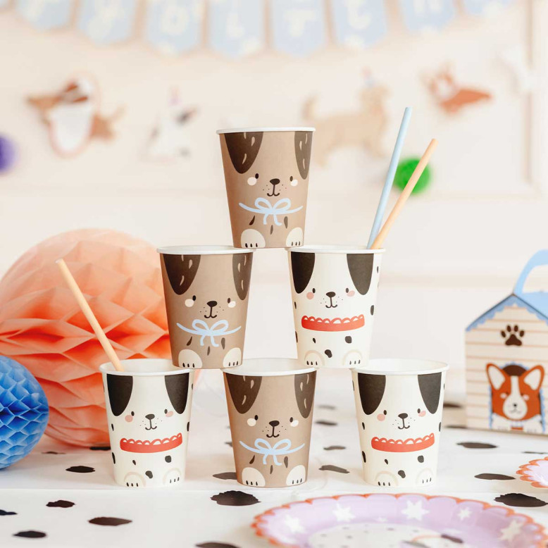Gobelets en papier Chiens - Lot de 6 Gobelets en papier Chiens - Lot de 6