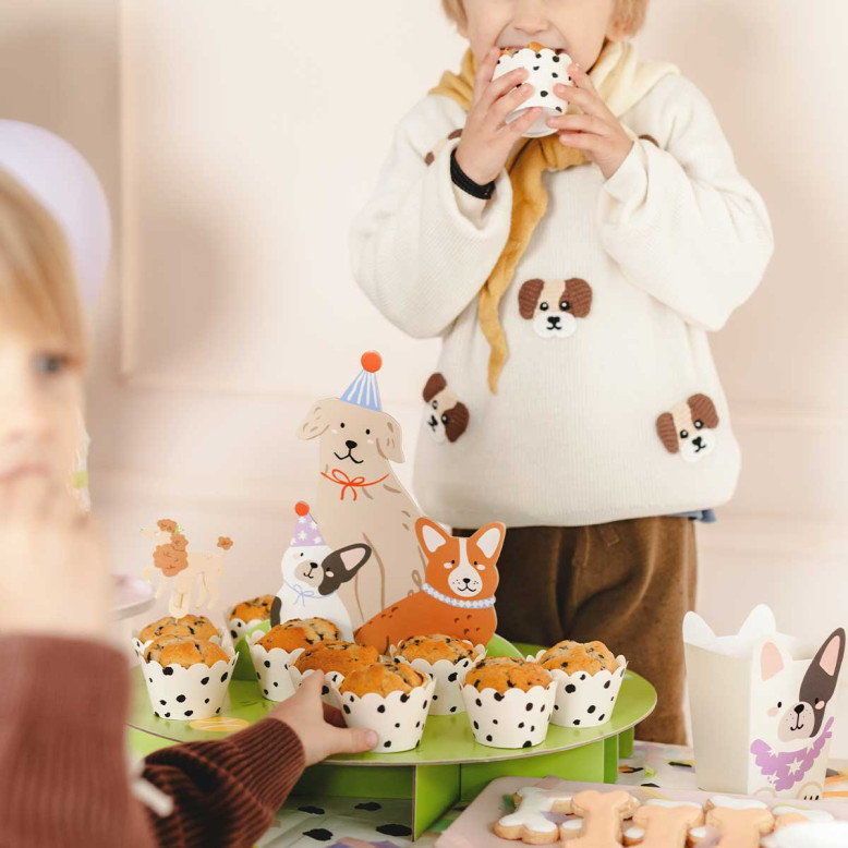 Support à gâteaux Chiens avec caissettes - Diamètre 45 cm Support à gâteaux Chiens avec caissettes - Diamètre 45 cm