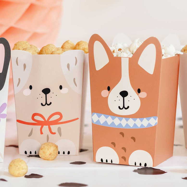 Boîtes à popcorn Chiens - Lot de 6