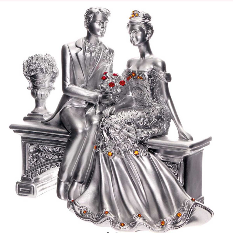 Figurine Couple Mariés En Résine 12x6x4 Cm - Décoration Pour Gâteau De Mariage, Anniversaire, Fêtes