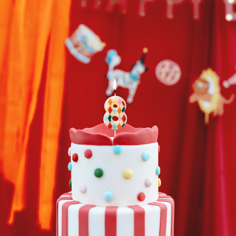 Bougie d'Anniversaire Arlequin - Anniversaire Cirque - Dragées Anahita Bougie d'Anniversaire Arlequin - Anniversaire Cirque - Dragées Anahita