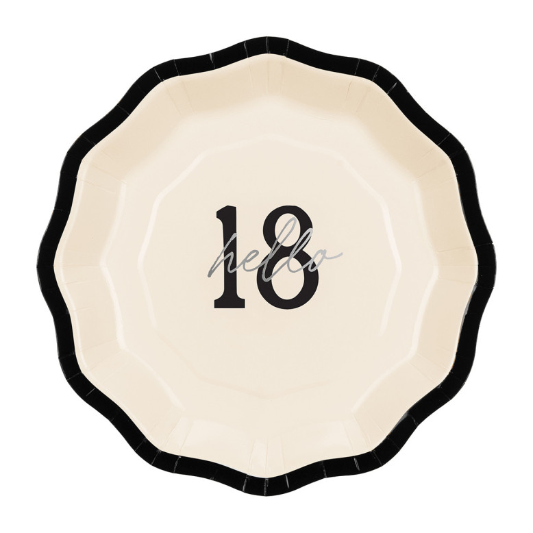Assiettes Hello 18 Lot de 6 - Assiette Anniversaire 18 ans - Dragées Anahita Assiettes Hello 18 Lot de 6 - Assiette Anniversaire 18 ans - Dragées Anahita