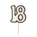 Bougie d'Anniversaire 18 ans Noir et Blanc