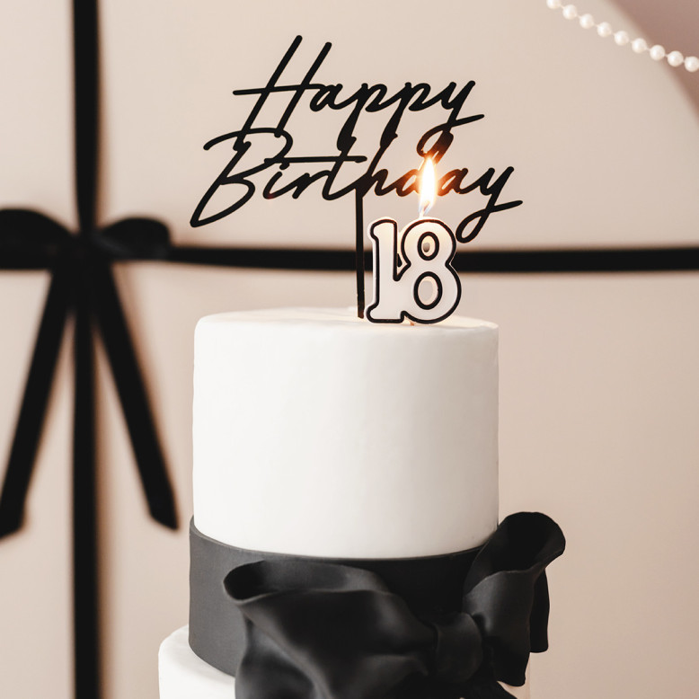 Bougie d'Anniversaire 18 ans Noir et Blanc