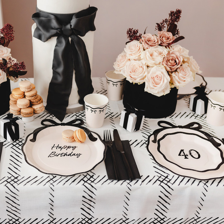 Assiette Anniversaire 40 Ans Chic - Déco de Table - Dragées Anahita Assiette Anniversaire 40 Ans Chic - Déco de Table - Dragées Anahita