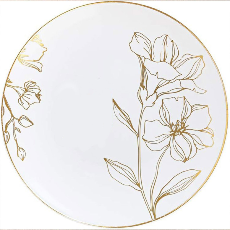 Assiettes florales réutilisables mariage – Lot de 10 – Ø 26 cm