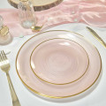 Assiettes Rose Pâle Liseré Or 26 cm – Lot de 10