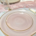 Assiettes à Dessert Rose Pâle Liseré Or 19 cm – Lot de 10