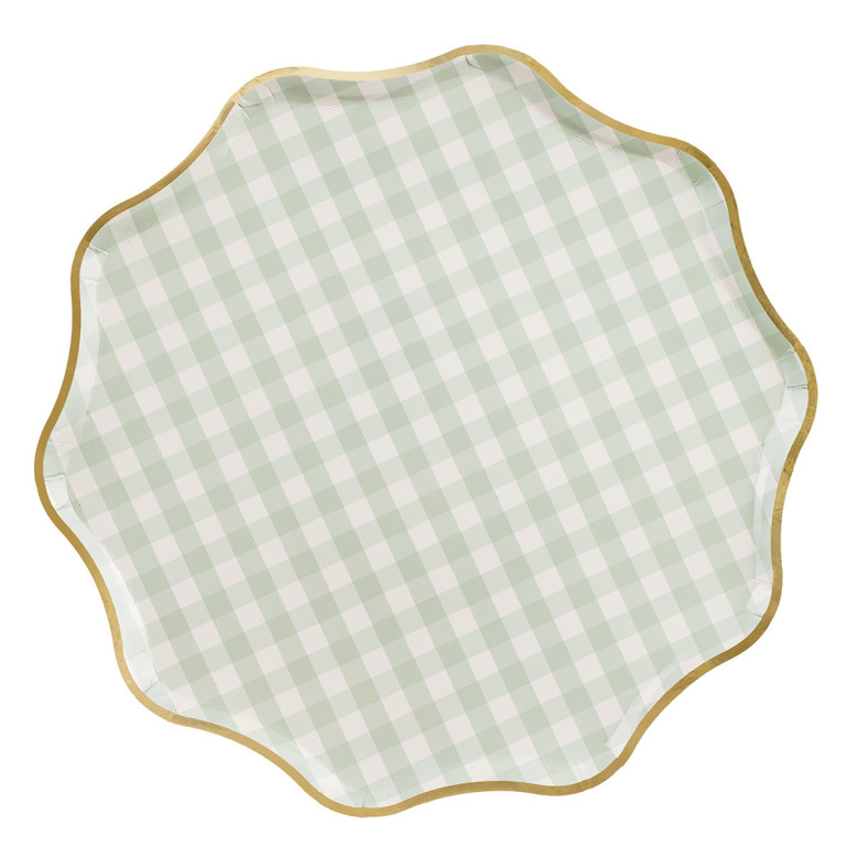Assiettes Carreaux Verts x 6 - Déco Baby Shower - Dragées Anahita