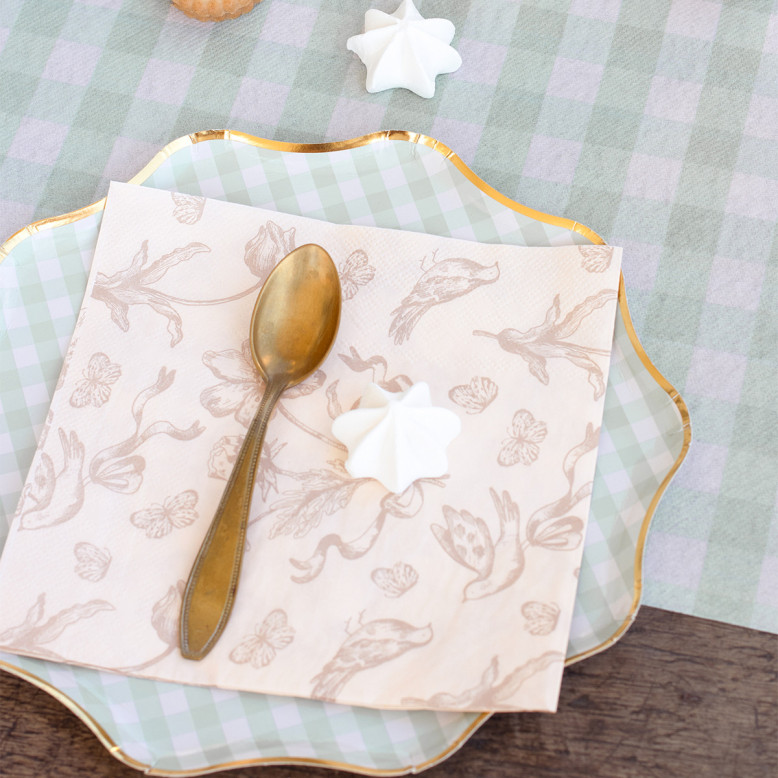 Assiettes Carreaux Verts x 6 - Déco Baby Shower - Dragées Anahita