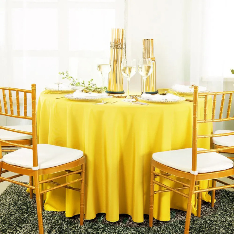 Nappe Jaune en Tissu 300 cm - Déco De Table Mariage - Dragées Anahita Nappe Jaune en Tissu 300 cm - Déco De Table Mariage - Dragées Anahita