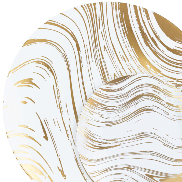 Lot de 12 Assiettes Effet Marbre Doré - Vaisselles Réutilisable - Dragées Anahita Lot de 12 Assiettes Effet Marbre Doré - Vaisselles Réutilisable - Dragées Anahita