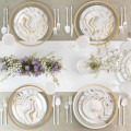 Lot de 12 assiettes effet marbre doré