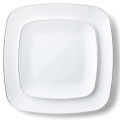 Lot de 12 assiettes carrées blanches avec liseré argenté
