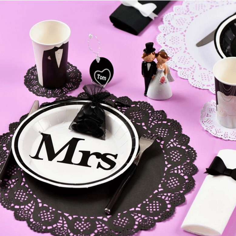 Grande assiette Mrs thème Mr & Mrs - Dragées Anahita