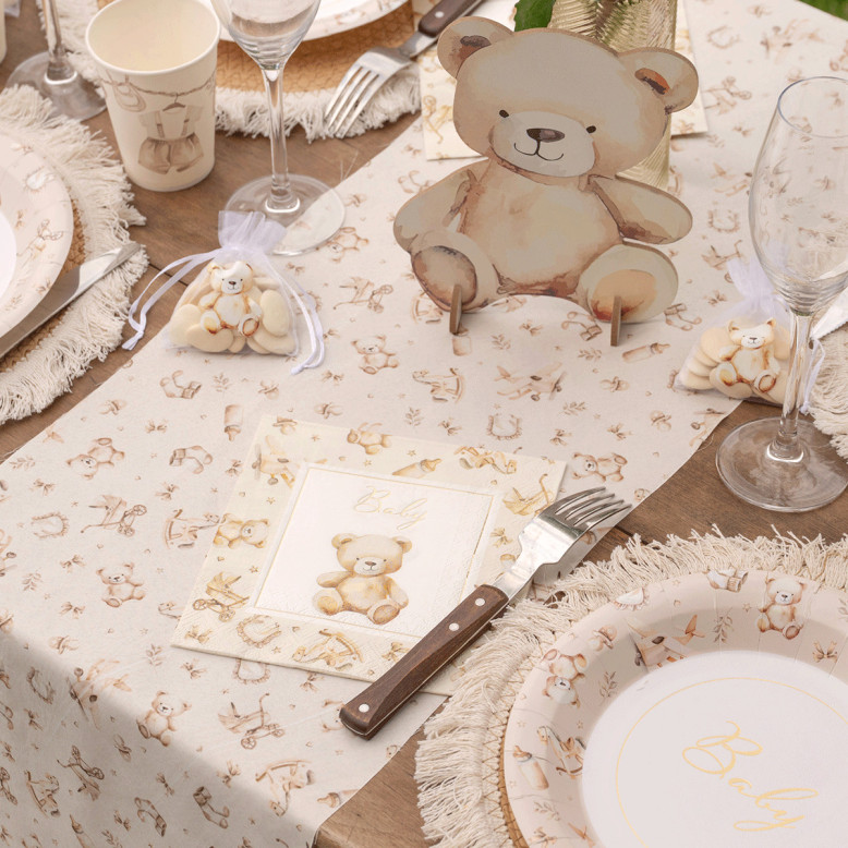 Chemin de table Little Teddy - Déco Baptême Teddy - Dragées Anahita