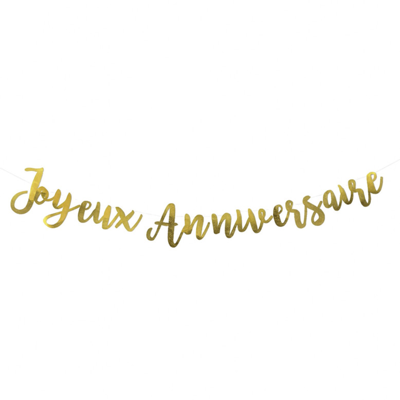 Banderole Joyeux Anniversaire Or festive - Dragées Anahita. Banderole Joyeux Anniversaire Or festive - Dragées Anahita.