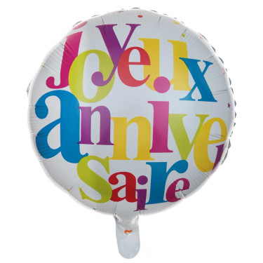 Ballon Alu Joyeux anniversaire couleur - Ballon Anniversaire - Dragées anahita