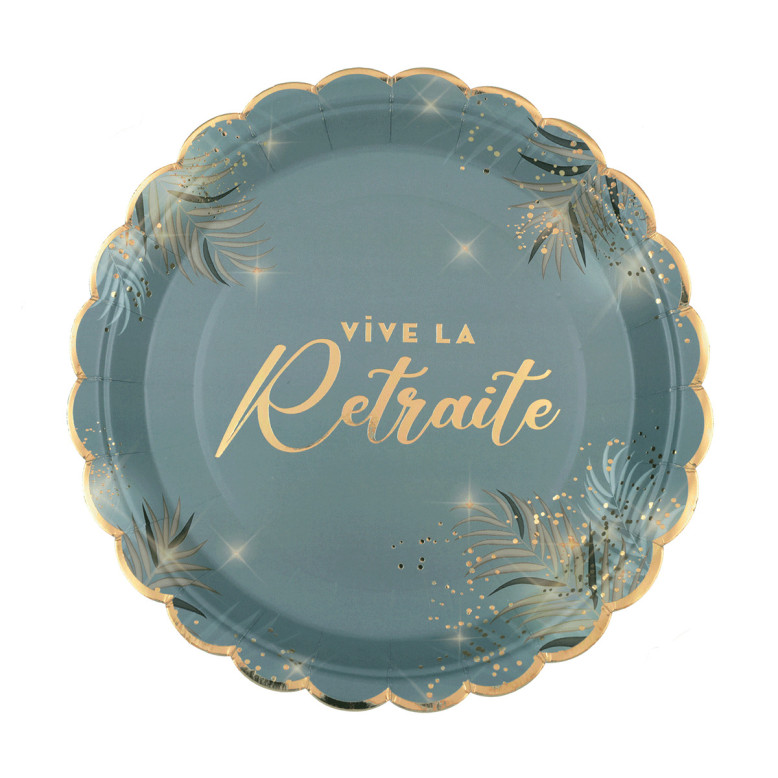 Assiettes Retraite Verte - Déco  Départ Retraite - Dragées Anahita