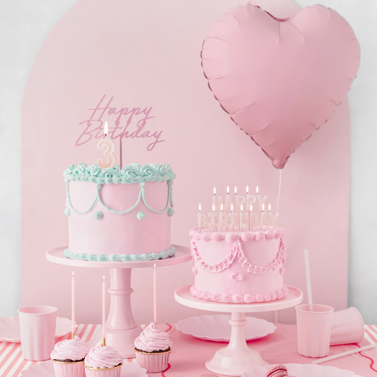Topper Happy Birthday rose - Déco Anniversaire Rose - Dragées Anahita Topper Happy Birthday rose - Déco Anniversaire Rose - Dragées Anahita