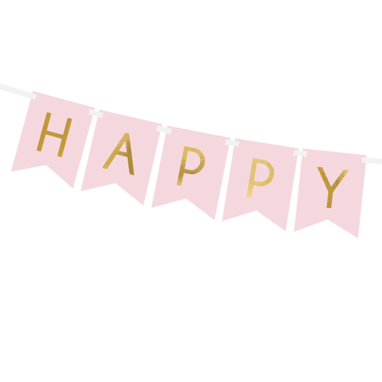 Bannière Happy Birthday Rose - Déco Anniversaire - Dragées Anahita
