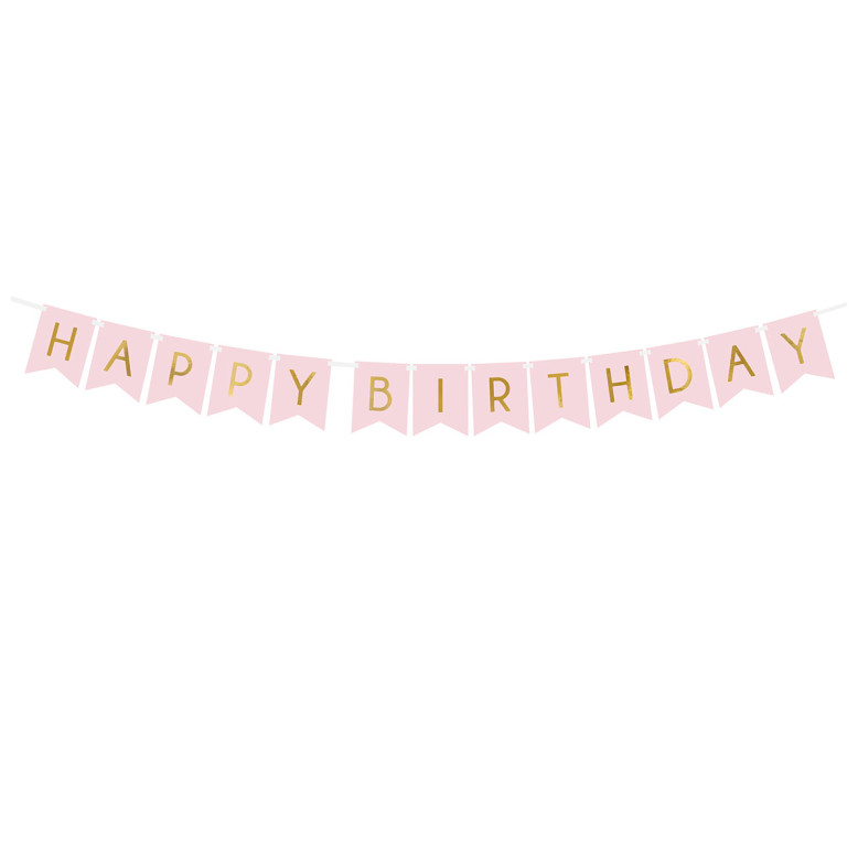 Bannière Happy Birthday Rose - Déco Anniversaire - Dragées Anahita