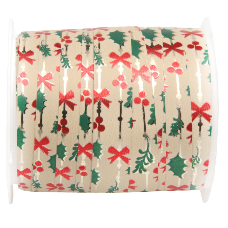 Bolduc de Noël Motif Houx - Bolduc Noël - Dragées Anahita