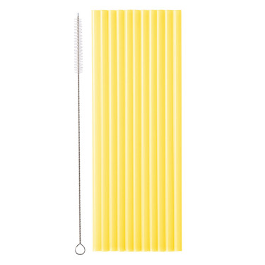 Pailles réutilisables en plastique Jaune - Dragées Anahita