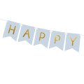 Bannière Happy Birthday Bleu et Or