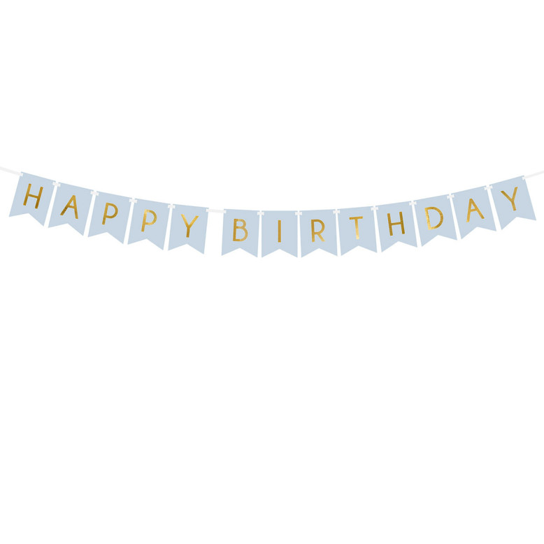 Bannière Happy Birthday Bleu et Or