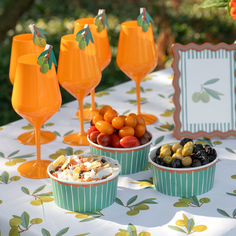 ramequin en carton vert rayé pour candy bar buffet sucré thème dolce vita