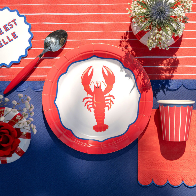 assiette en carton dolce vita motif homard pour buffet dessert et décoration de table estivale assiette en carton dolce vita motif homard pour buffet dessert et décoration de table estivale