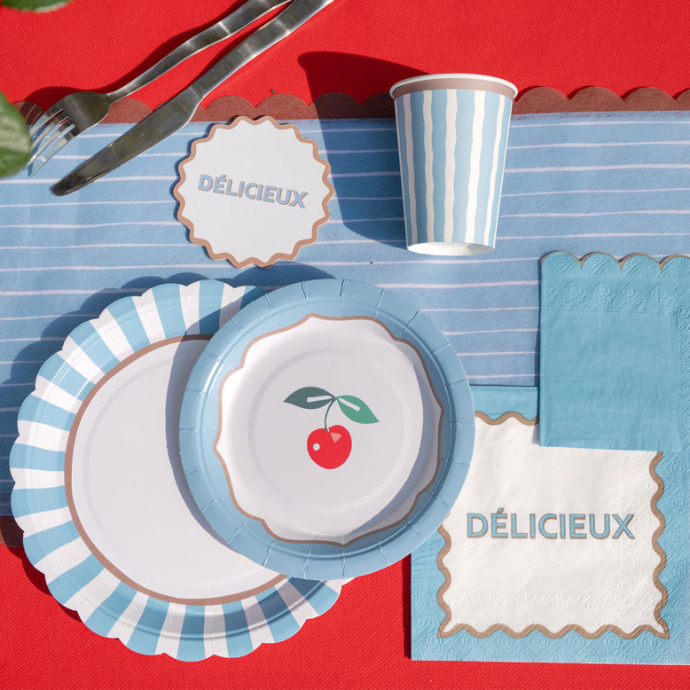 Gobelets Dolce Vita Rayé Bleu - Déco Dolce Vita - Dragées Anahita