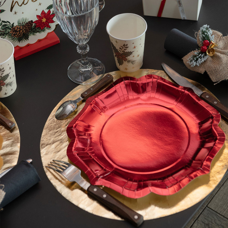 Sous-assiette Festonnée Brillante Rouge Sous-assiette Festonnée Brillante Rouge