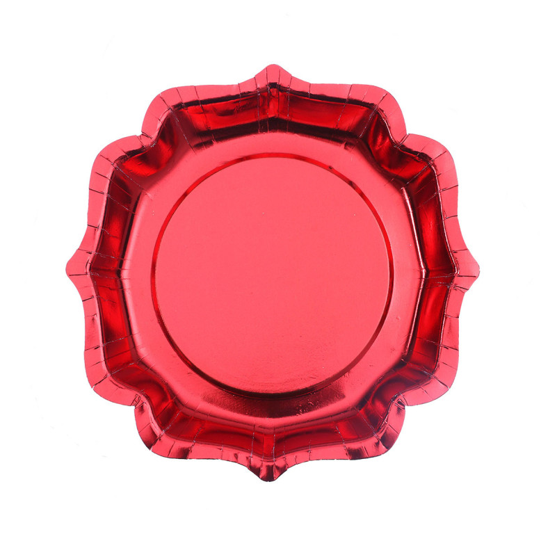 10 Assiette Festonnée Brillante Rouge 21 cm 10 Assiette Festonnée Brillante Rouge 21 cm