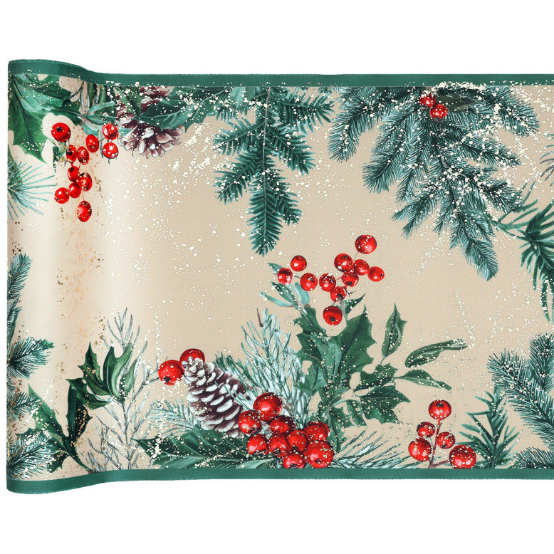 Chemin de Table Noël Boisé Velours 2,5 m Chemin de Table Noël Boisé Velours 2,5 m