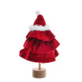 Décor Sapin Rouge en Velours - 12 cm
