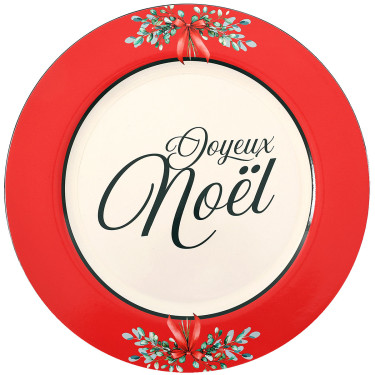 Sous-assiette rouge Joyeux Noël - Déco de Noël - Dragées Anahita Sous-assiette rouge Joyeux Noël - Déco de Noël - Dragées Anahita