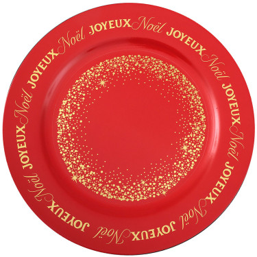 Sous-assiette Rouge Joyeux Noël - Vaisselle de Noël - Dragées Anahita