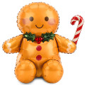 Ballon aluminium Bonhomme Pain d’Épices de Noël assis XXL Ballon aluminium Bonhomme Pain d’Épices de Noël assis XXL