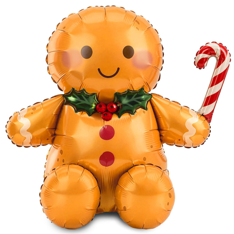 Ballon aluminium Bonhomme Pain d’Épices de Noël assis XXL Ballon aluminium Bonhomme Pain d’Épices de Noël assis XXL