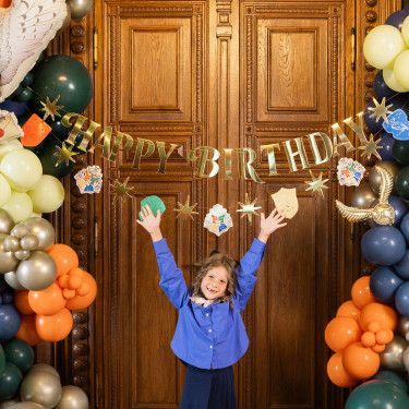 Bannière Harry Potter Happy Birthday dorée 200 cm