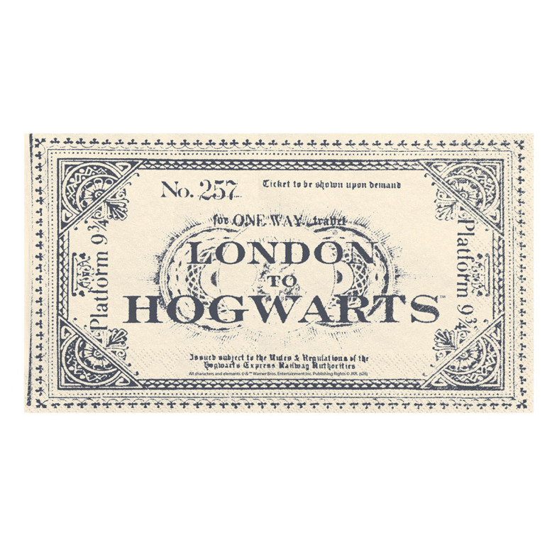 Serviettes Harry Potter Ticket London to Hogwarts Serviettes Harry Potter Ticket London to Hogwarts
