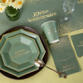 6 Gobelets Joyeux Anniversaire Vert et Or