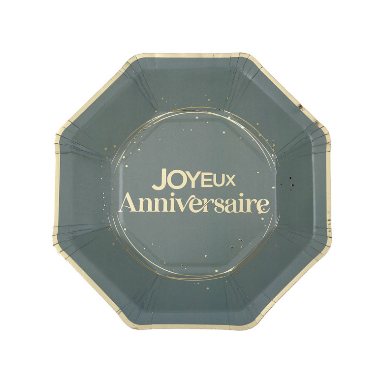 6 petites Assiettes Joyeux Anniversaire Vert sauge 6 petites Assiettes Joyeux Anniversaire Vert sauge