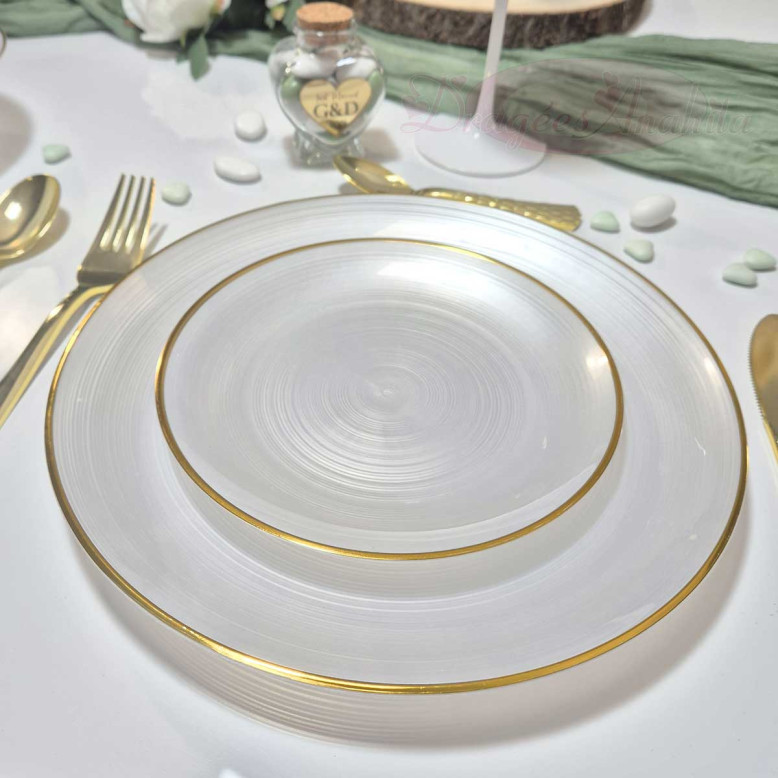 Lot 12 Assiettes Liseré Doré (6 Grandes & 6 Petites) — Dragées Anahita Lot 12 Assiettes Liseré Doré (6 Grandes & 6 Petites) — Dragées Anahita