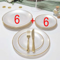 12 assiettes Or "Nacré Blanc" 6 grandes + 6 petites